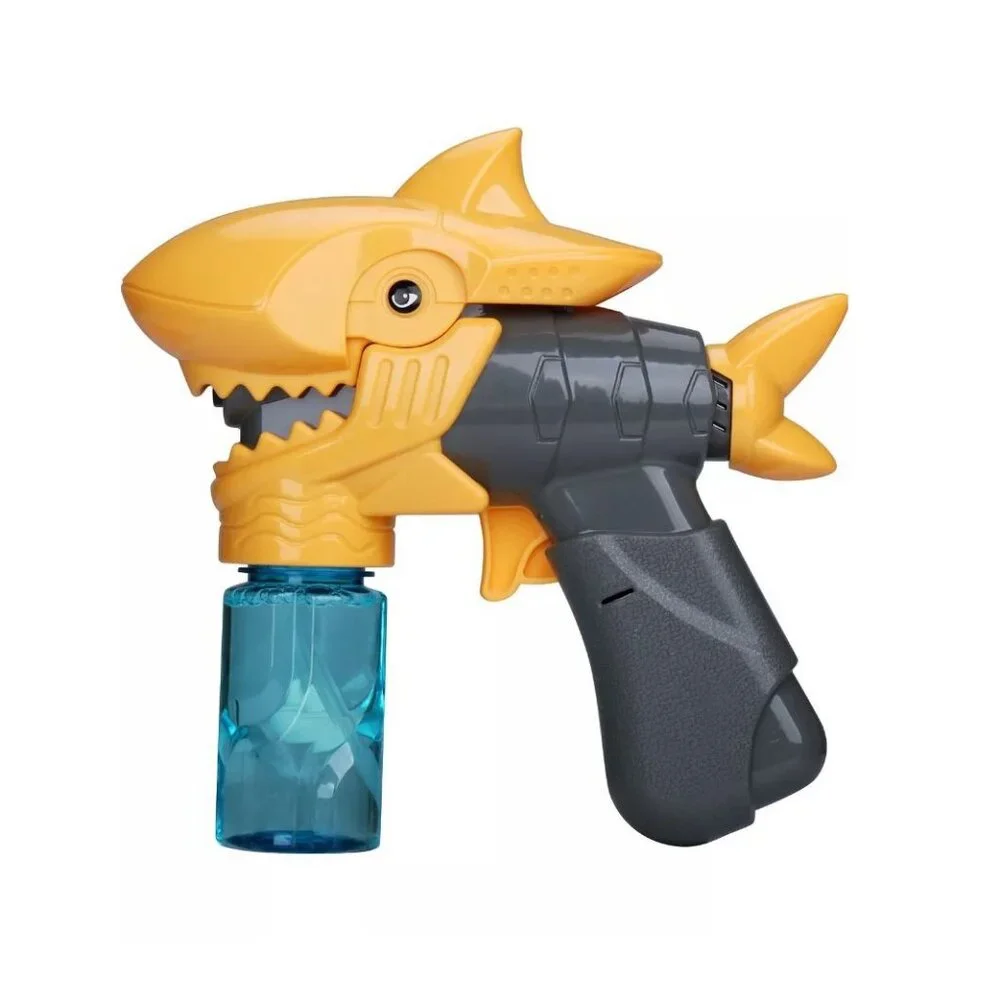 Mr. Bubble YELLOW Shark Bubble Blaster Bundle Lights Sounds Solution Easy to ref